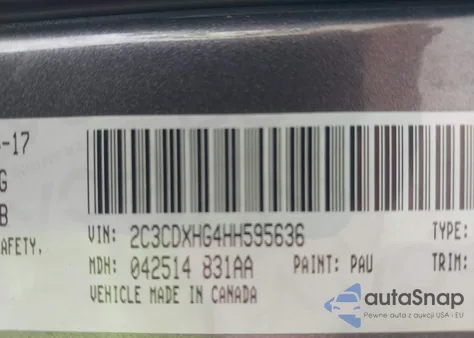 2017 Dodge Charger Sxt Rwd from USA, damaged, VIN 2C3CDXHG4HH595636